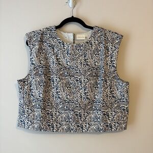 Julia Amory Slim Shell Top Paisley Floral Size L Cotton Canvas Cropped Boxy
